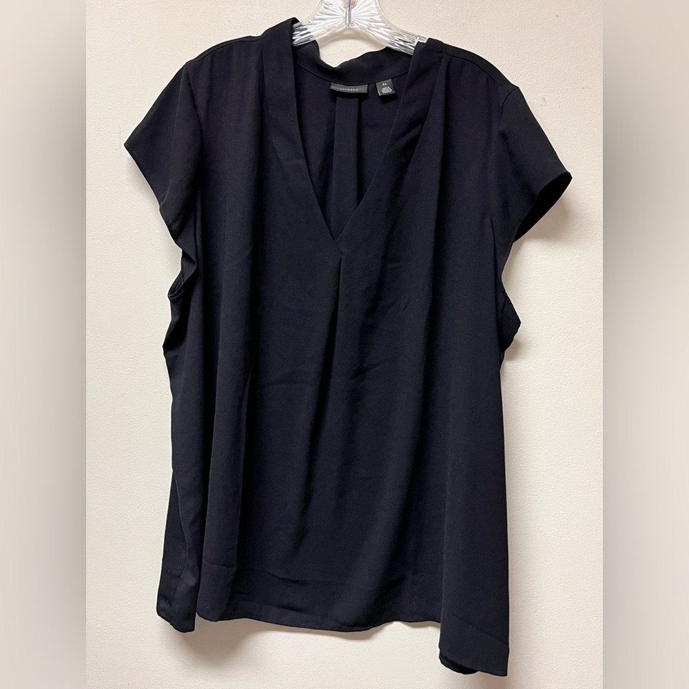 Halogen Semi Sheer Blouse Women’s Plus 3X Black Lightweight Minimalist Romantic
